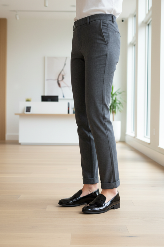 Modelo con mocasines Orlanda en oficina