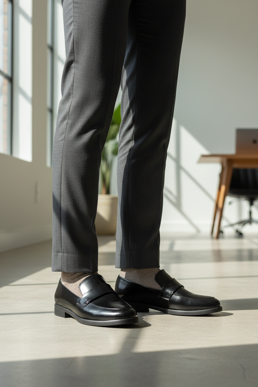 Modelo con mocasines Pardulfa en oficina