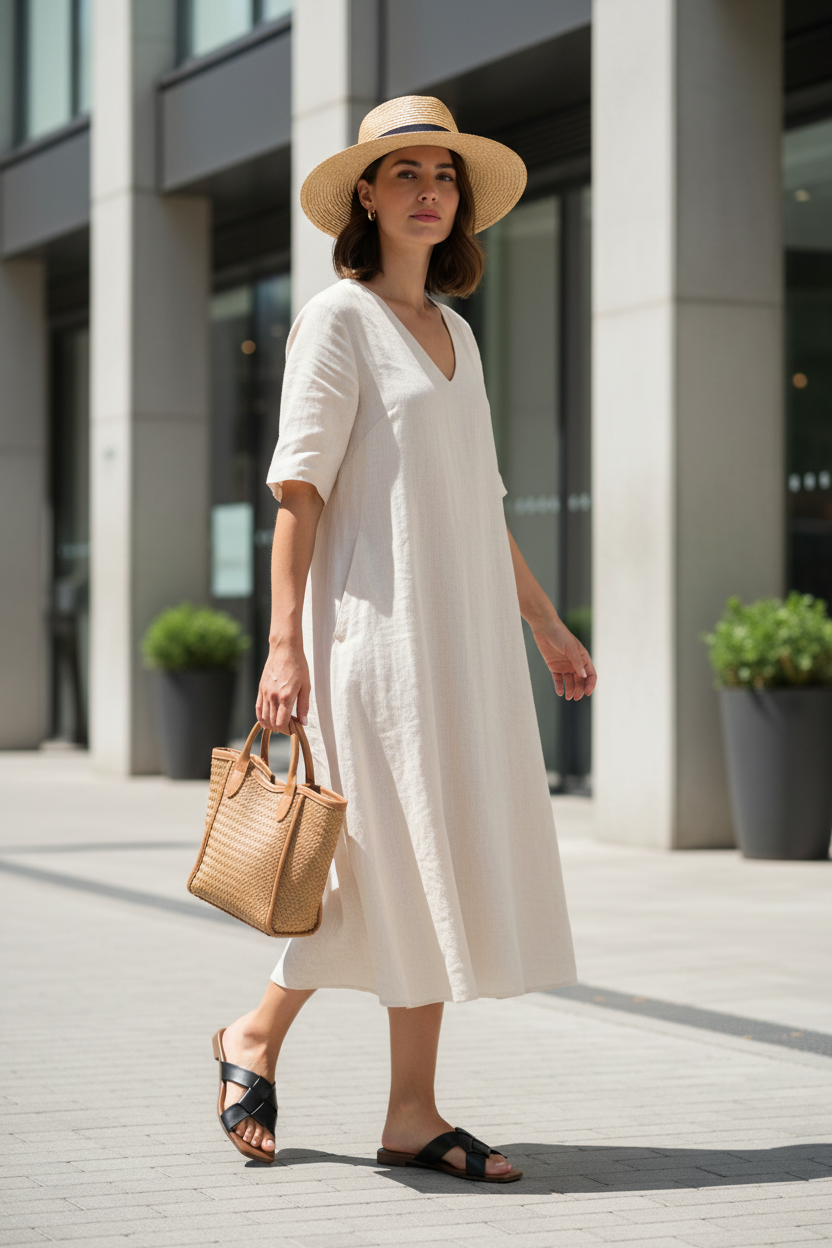 Modelo con sandalias Partenia en ciudad