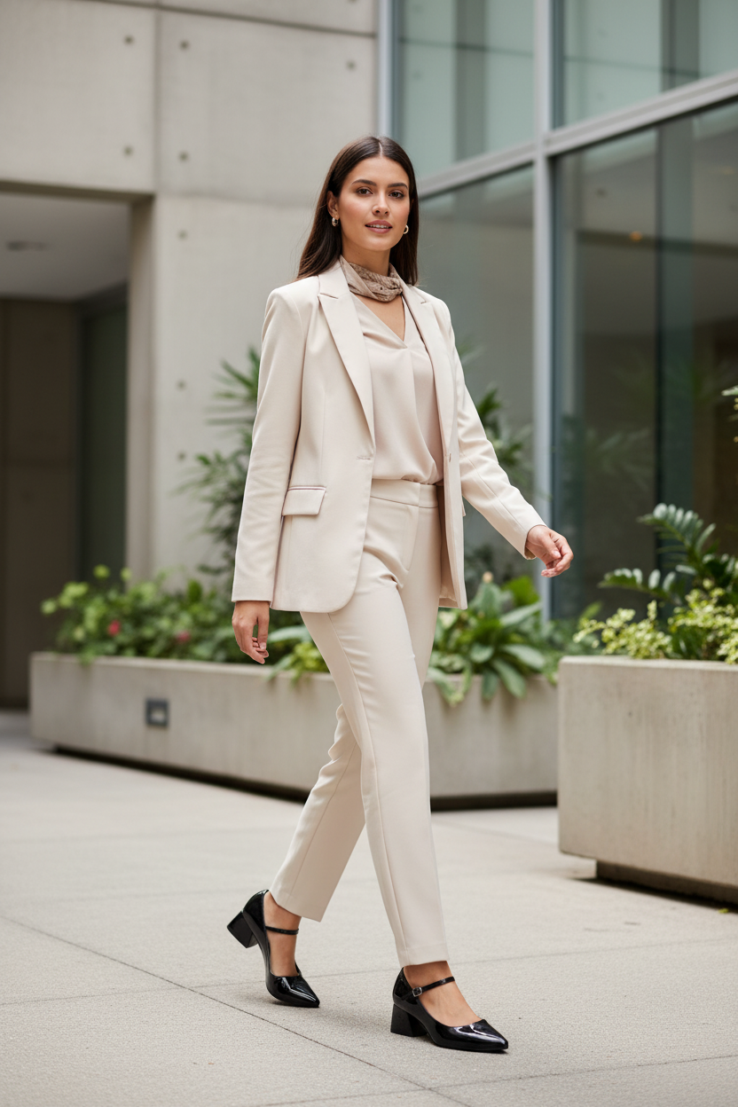 Modelo con zapatos Pola Mary Jane en ciudad