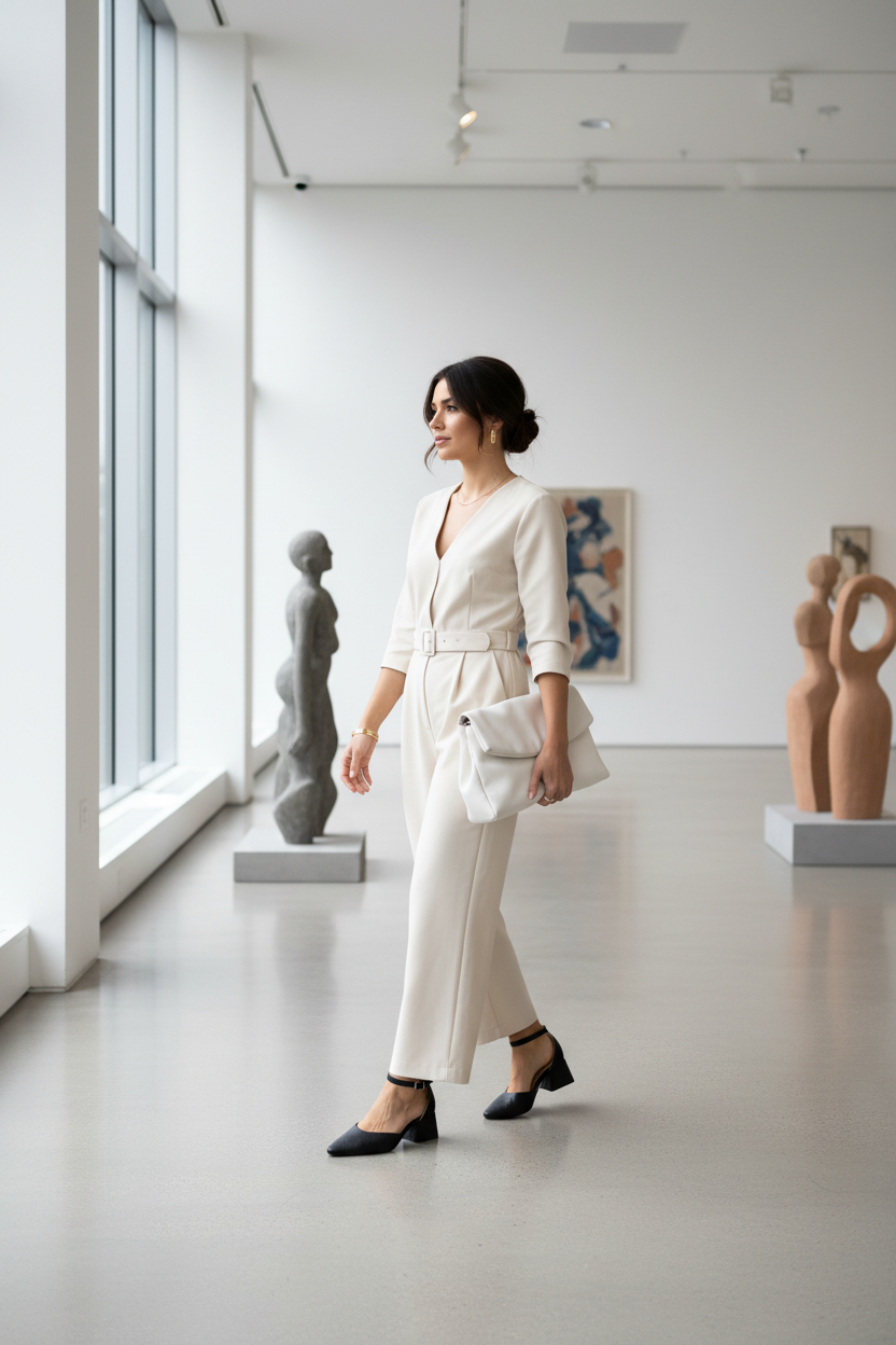 Modelo con zapatos Teodarda en galería