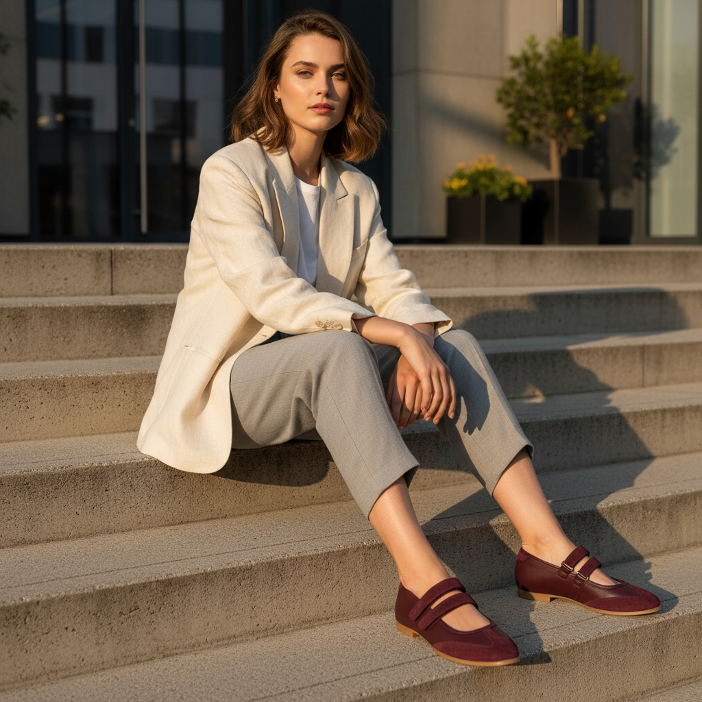 tenis-flats-mary-jane-mujer-ciruela-editorial-modelo-sentada