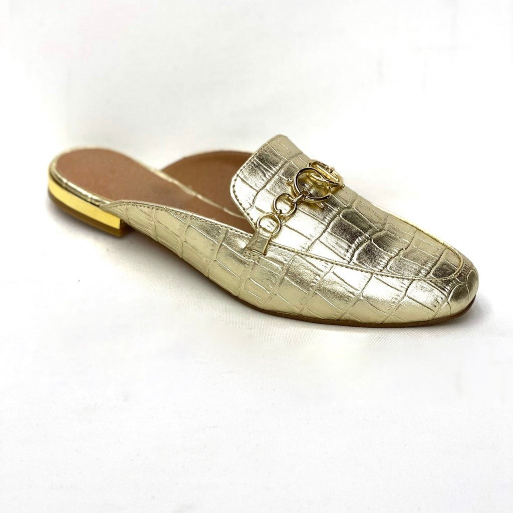 Sapato mule sales dourado